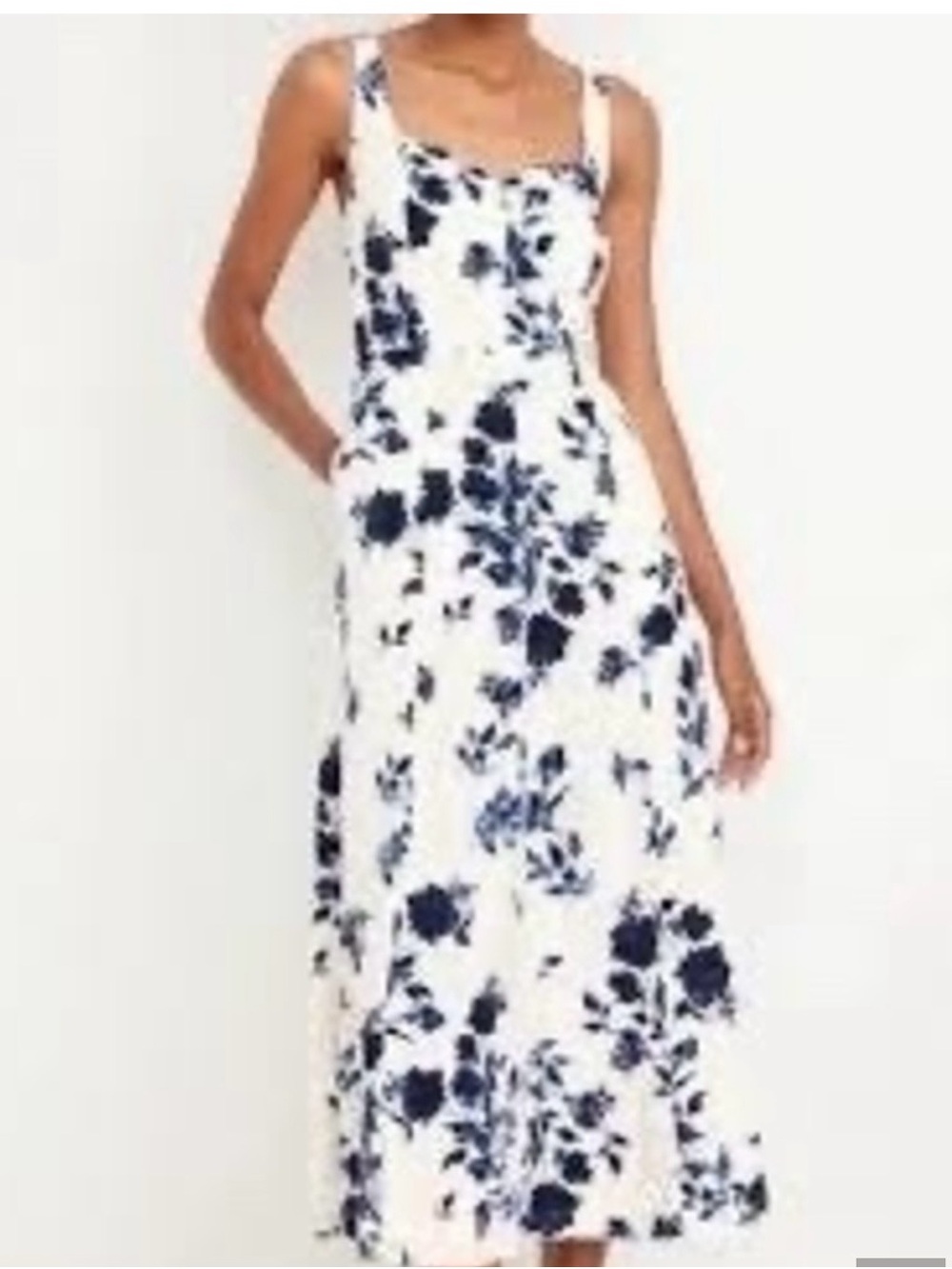 Old Navy White Midi Dress with Blue Floral Print